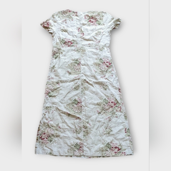 Vintage Talbots Petites Size 12 Linen Floral Dress with Pockets, Made in USA - Picture 4 of 6